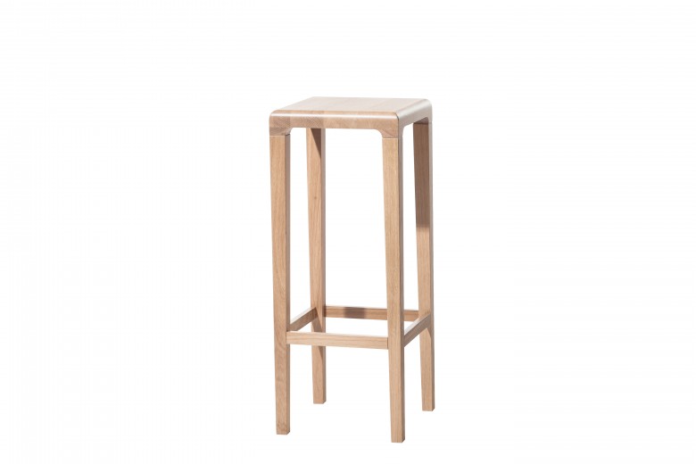 Scaun de bar din lemn de stejar Rioja Natural High, l32xA32xH80 cm