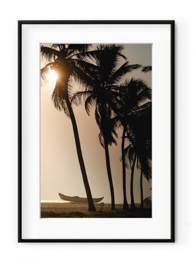 Tablou Sunset & Coconut Trees Aluminium Noir