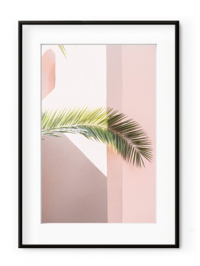 Tablou Pink Palm Aluminium Noir