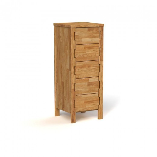 Cabinet din lemn masiv de stejar, cu 5 sertare Koli Natural, l47xA47xH121 cm