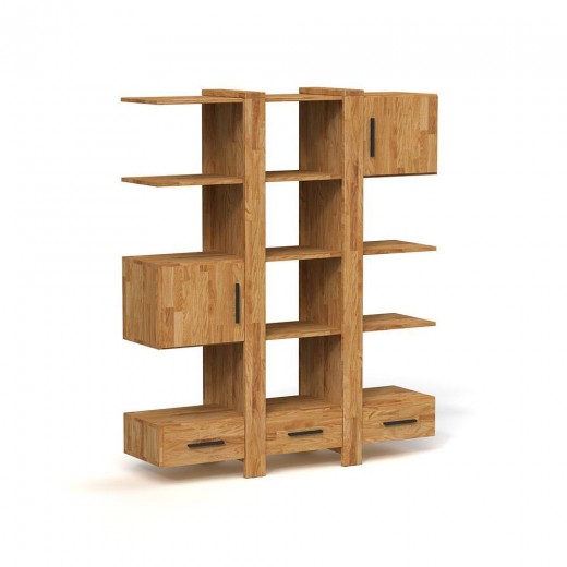 Biblioteca din lemn masiv de stejar Cubic Natural, l158xA45xH187 cm