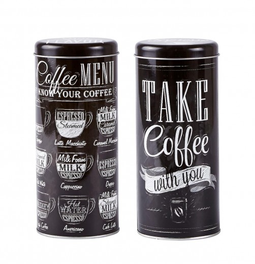 Set 2 Cutii metalice Coffee Menu, Black, KJ, 0,7 L, 261110-SET