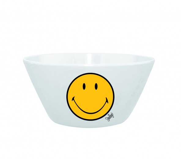 Mini Bol pentru cereale Smiley Galben/Alb, Ø15 cm