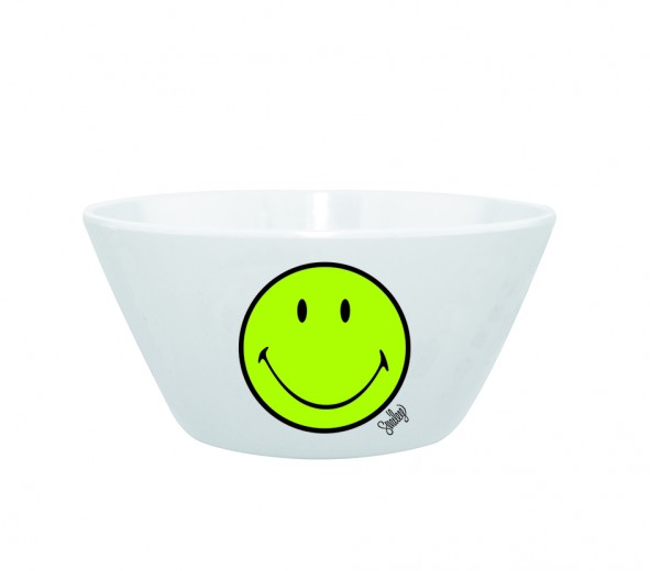 Mini Bol pentru cereale Smiley Verde/Alb, Ø15 cm