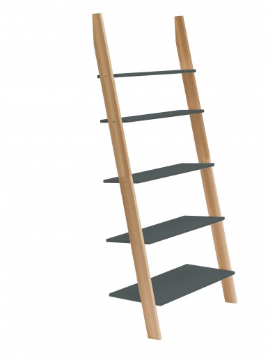 Raft din lemn de frasin si MDF Ashme Graphite, l85xA35xH180 cm