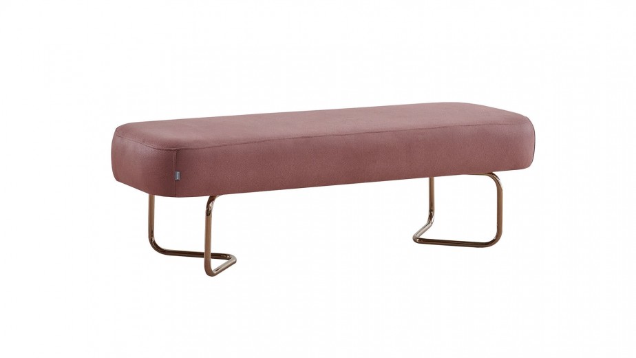 Banca tapitata cu piele ecologica, Nicole Somon Inchis / Bronz, l137xA45xH43 cm