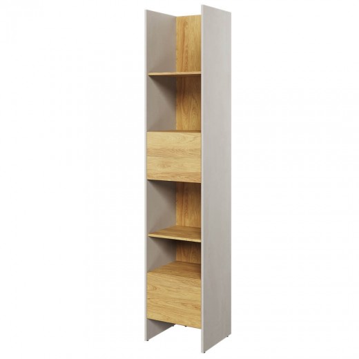 Biblioteca din pal cu 1 usa si 1 sertar, pentru copii si tineret, Teen Flex TF02 Gri / Natural, l44xA40xH218 cm