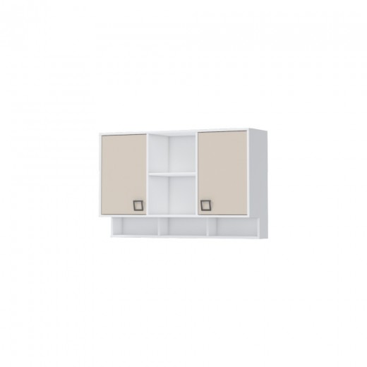 Biblioteca suspendata din pal, cu 2 usi, pentru copii, Kiki MRS Small Alb, l128xA37xH82 cm