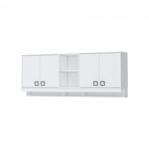 Biblioteca suspendata din pal, cu 4 usi, pentru copii, Kiki MKR Large Alb, l209xA37xH82 cm