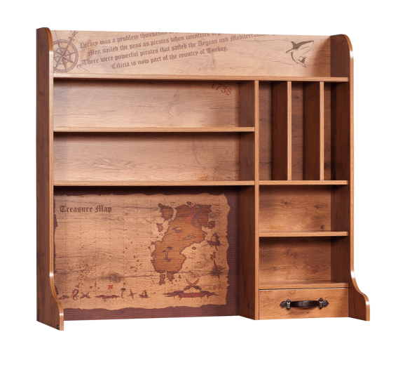 Biblioteca suspendata din pal, cu 1 sertar, pentru copii Pirate Maro, l116xA37xH106 cm