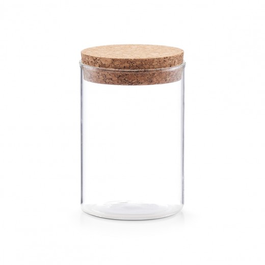 Borcan pentru depozitare cu capac din pluta, Glass A, 400 ml, Ø 7,5xH12 cm
