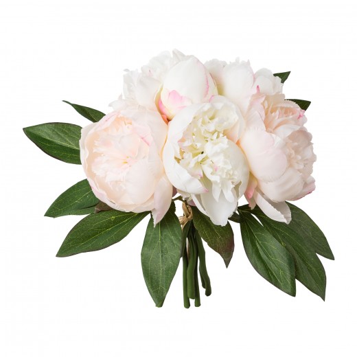 Buchet flori artificiale Peonia Roz deschis, 32 cm