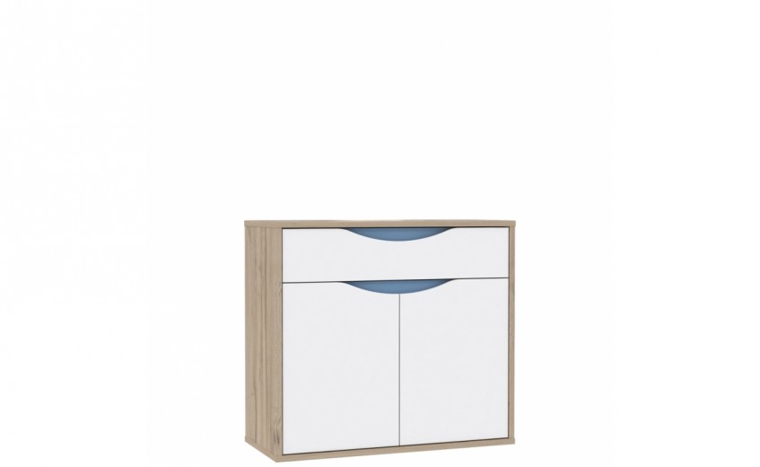 Cabinet din pal, cu 1 sertar si 2 usi Novelle White / Oak, l94,5xA41,5xH86,3 cm