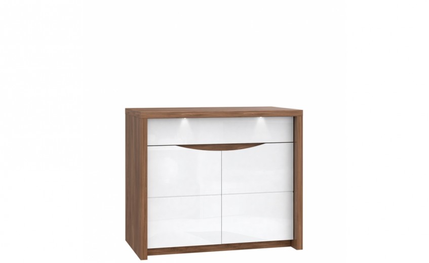 Cabinet din MDF, cu 1 sertar si 2 usi Sotez White / Oak, l98xA53xH84 cm