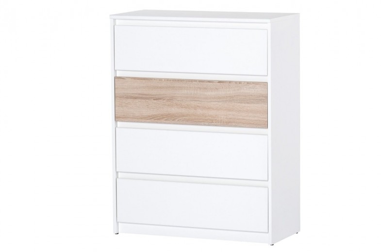 Cabinet din pal cu 4 sertare Venetia 07 Alb / Stejar Sonoma, l80xA38xH104 cm