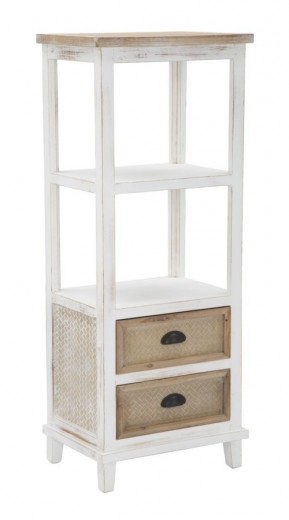 Cabinet din lemn de brad si MDF, cu 2 sertare Marrakech Alb / Natural, l48xA35xH121,5 cm
