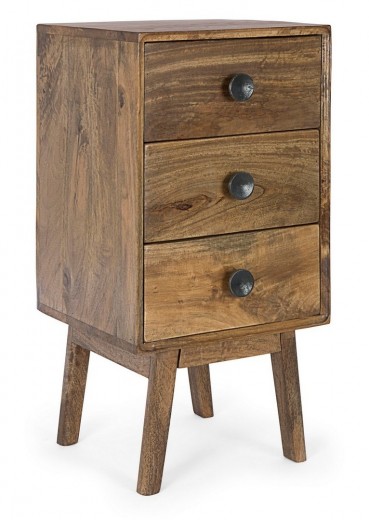 Cabinet din lemn de mango, cu 3 sertare Sylvester Natural, l40xA40xH80 cm