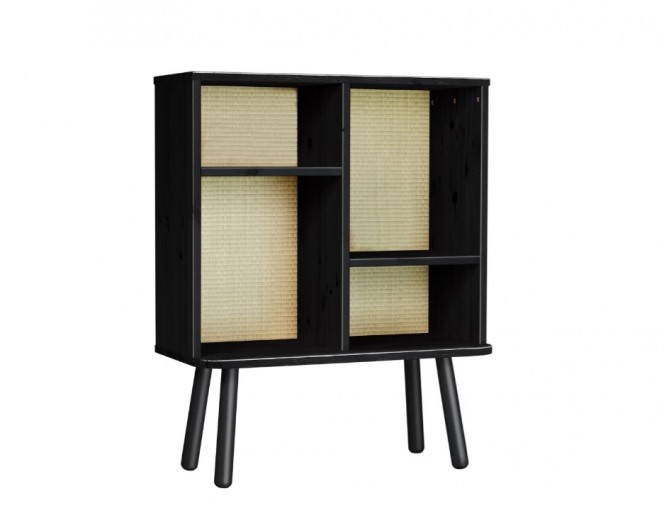 Cabinet din lemn de pin Kyabi Black, l80xA30xH100 cm