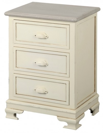 Cabinet din lemn de plop si MDF, cu 3 sertare Pesaro PE013 Cream / Light Brown, l47xA34xH65 cm