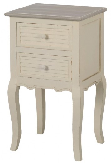 Cabinet din lemn de plop si MDF, cu 2 sertare Pesaro PE021 Cream / Light Brown, l39xA31xH67 cm