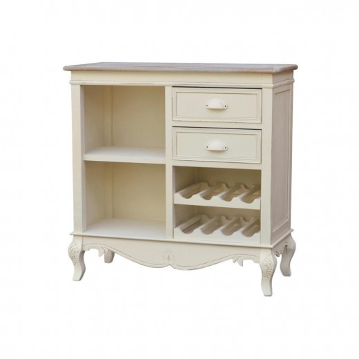 Cabinet din lemn de plop si MDF, cu 2 sertare Rimini RI111 Cream / Light Brown, l80xA35xH81 cm