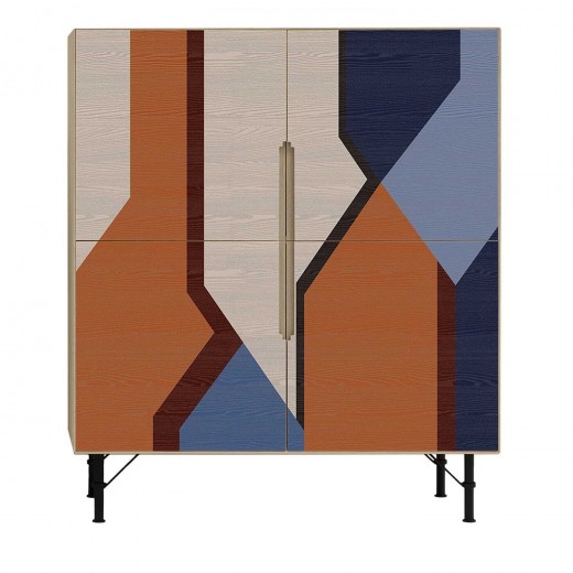 Cabinet din lemn si metal, cu 4 usi, Dispensa 108 Colorfield B Multicolor, l120xA50xH140 cm
