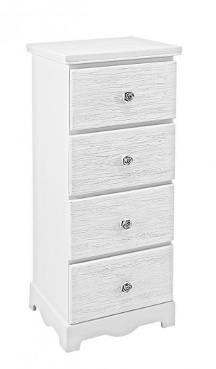 Cabinet din MDF, cu 4 sertare Blanc Medium Alb, l31,5xA26xH80 cm