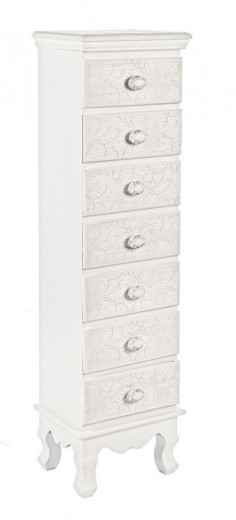 Cabinet din MDF, cu 7 sertare Clorine Alb / Ivoir, l29xA23xH112,5 cm