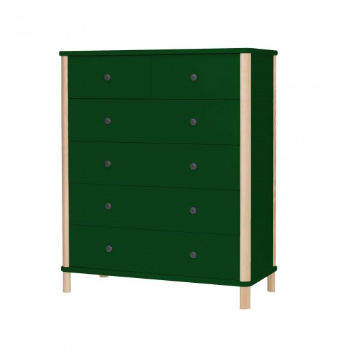 Cabinet din MDF si lemn de frasin, cu 6 sertare Ashme Big Boy Green, l95xA45xH114 cm
