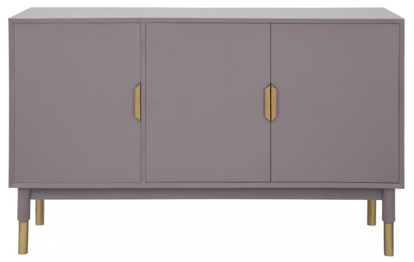 Cabinet din MDF si metal, cu 3 usi Lille Purple, l120xA45xH75 cm