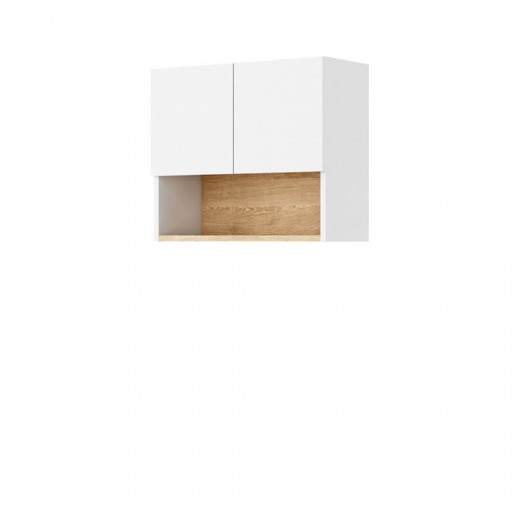 Cabinet hol suspendat cu 2 usi, din pal, Claro Small 04 Alb / Natural, l56xA24xH48 cm