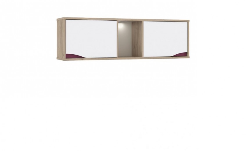 Cabinet suspendat din pal, cu 2 usi Novelle White / Oak, l155,2xA34,3xH46,4 cm