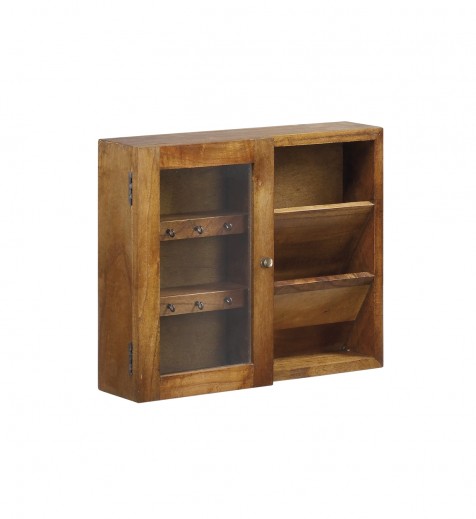 Cabinet suspendat hol, din lemn si furnir, cu 1 usa, Star Small Nuc, l50xA10xH40 cm