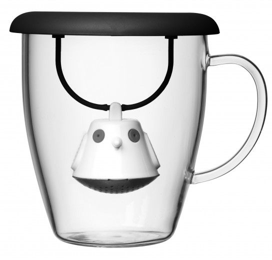 Cana ceai cu infuzor si capac Birdie Black, QDO, Ø 10,6 cm