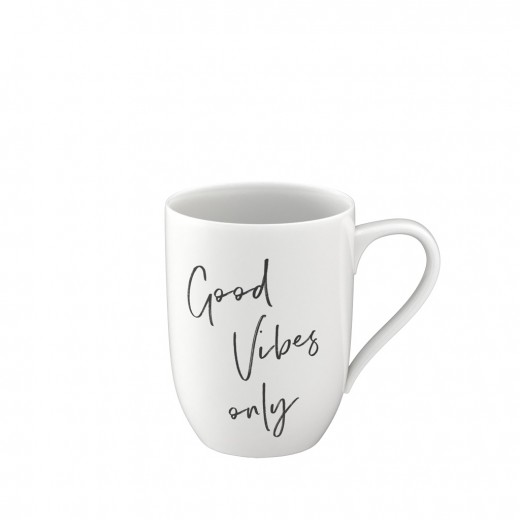 Cana din portelan, Statement Good Vibes Only, Alb, 340 ml, Villeroy & Boch