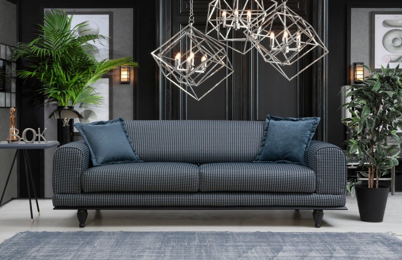 Canapea Arredo Crown Multicolor Functie Sleep, cu Arcuri si Spuma Poliuretanica, 3 Locuri, Suprafata de Dormit 175x93 cm, tapitata cu Stofa Easy Clean, Spatar Reversibil, Perne Incluse, l220xA95xH80 cm