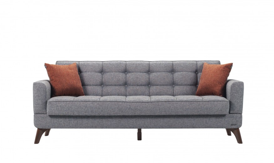 Canapea extensibila cu lada de depozitare, tapitata cu stofa 3 locuri Los Angeles Gri K2, l220xA84xH86 cm