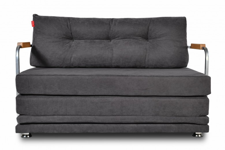 Canapea extensibila, stofa si cadru metalic, 2 locuri Cushion Antracit, l125xA73xH80 cm