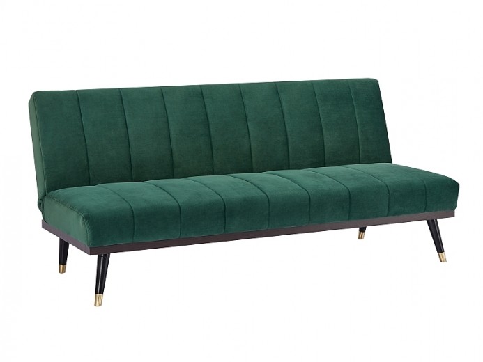 Canapea extensibila tapitata cu stofa, 3 locuri Mireya Velvet Verde / Wenge, l181xA80xH80 cm