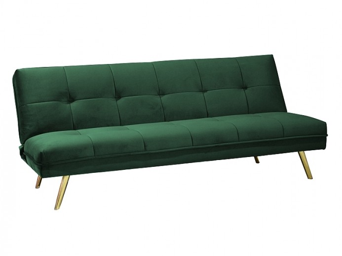 Canapea extensibila tapitata cu stofa, 3 locuri Morwen Velvet Verde / Auriu, l181xA88xH80 cm