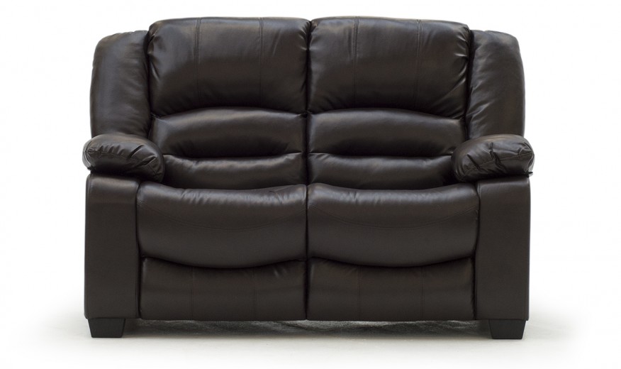 Canapea fixa tapitata cu piele ecologica, 2 locuri Barletto Brown, l153xA96xH102 cm