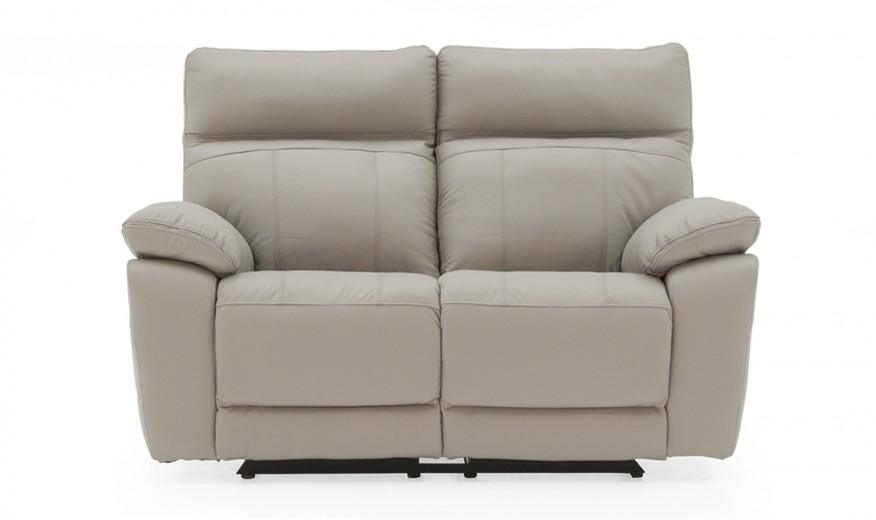 Canapea fixa tapitata cu piele ecologica, 2 locuri Recliner Positano Light Grey, l150xA94xH98 cm