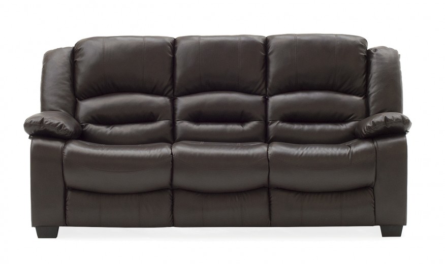 Canapea fixa tapitata cu piele ecologica, 3 locuri Barletto Brown, l204xA96xH102 cm