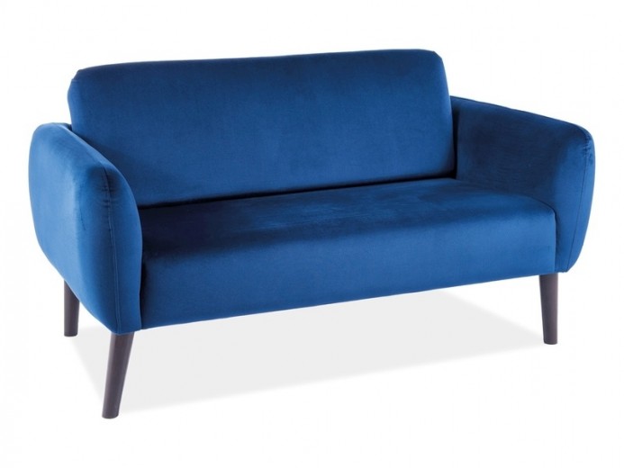 Canapea fixa tapitata cu stofa, 2 locuri Elysia Velvet Bleumarin / Wenge, l145xA75xH80 cm