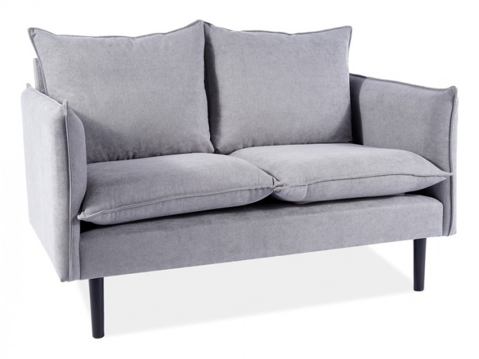 Canapea fixa tapitata cu stofa, 2 locuri Frisco Velvet Gri / Wenge, l129xA81xH89 cm