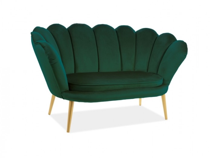 Canapea fixa tapitata cu stofa, 2 locuri Maggie II Velvet Verde / Auriu, l152xA85xH87 cm
