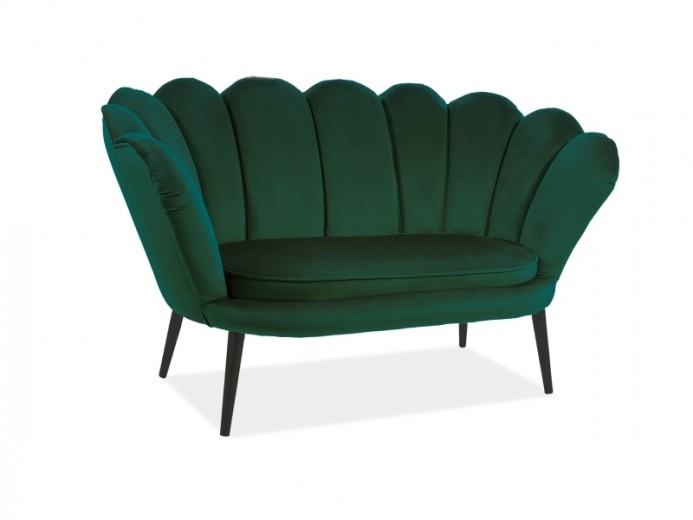 Canapea fixa tapitata cu stofa, 2 locuri Maggie II Velvet Verde / Wenge, l152xA85xH87 cm