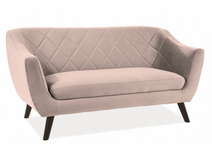 Canapea fixa tapitata cu stofa, 2 locuri Mondal 2 Velvet Bej / Wenge, l160xA85xH83 cm