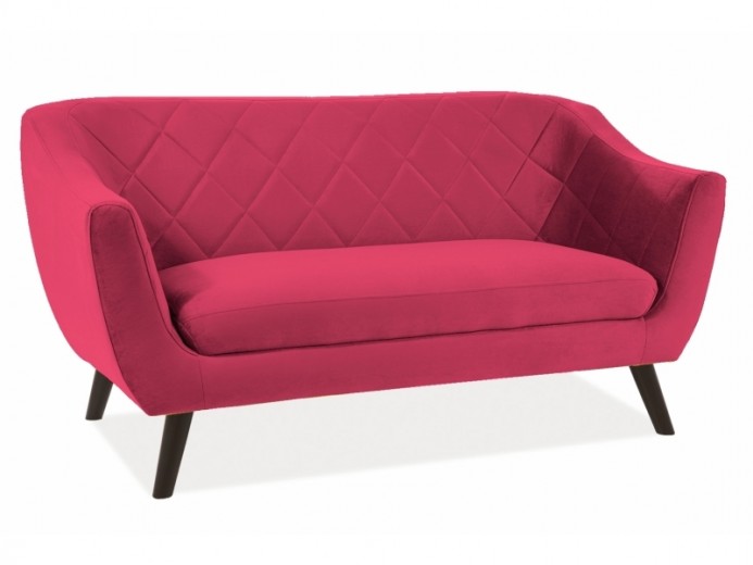 Canapea fixa tapitata cu stofa, 2 locuri Mondal 2 Velvet Bordeaux / Wenge, l160xA85xH83 cm