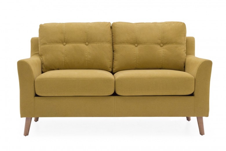 Canapea fixa tapitata cu stofa, 2 locuri Olten Yellow, l144xA86xH85 cm